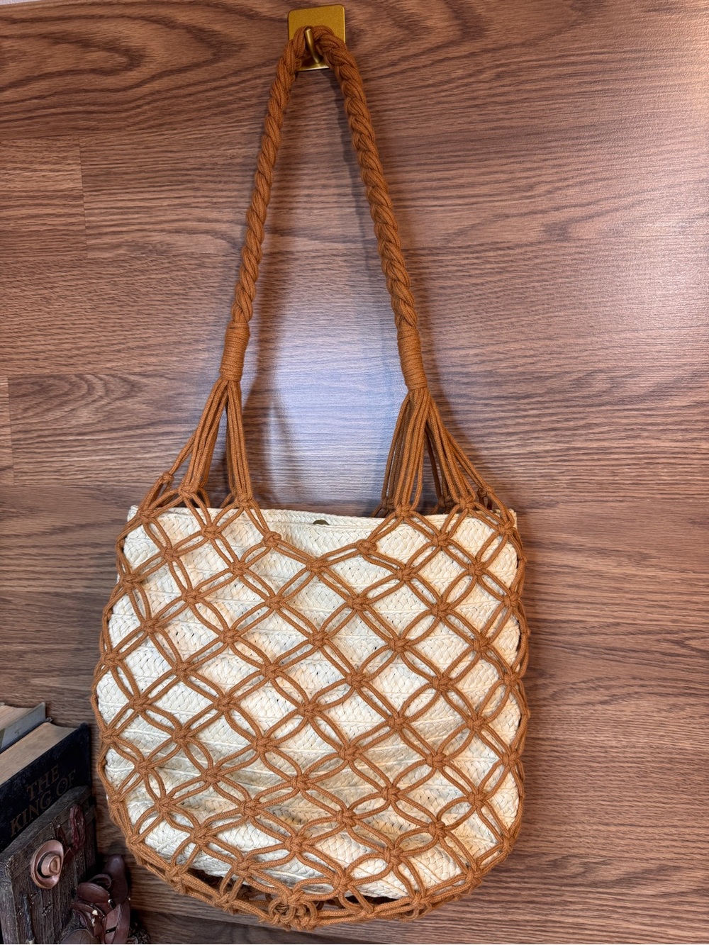 Boho Single Handle Macrame Tote Bag Woven Crochet Knit Shoulder Purse Fishnet